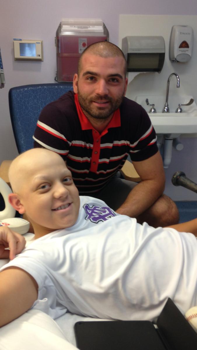 Votto and Alex Shea, then a 15-year-old baseball nut receiving chemotherapy at Cincinnati Children’s Hospital in 2016.